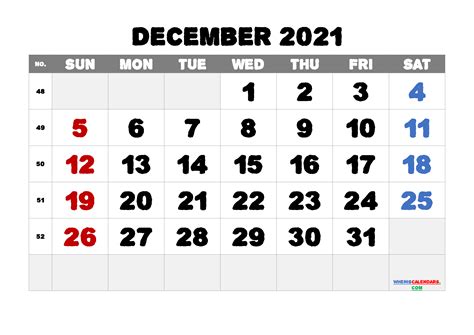 Calendar For December 2021 Printable